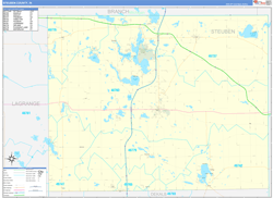 Steuben County, IN Wall Map Zip Code Basic Style 2024