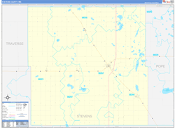 Stevens County, MN Wall Map Zip Code Basic Style 2024