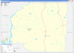 Stewart County, GA Wall Map Zip Code Basic Style 2024