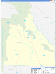 Sublette County, WY Wall Map Zip Code Basic Style 2024