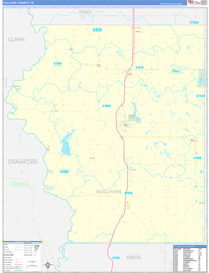 Sullivan County, IN Wall Map Zip Code Basic Style 2024