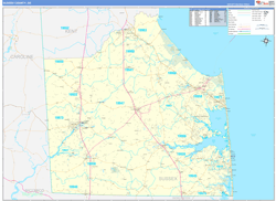Sussex County, DE Wall Map Zip Code Basic Style 2024