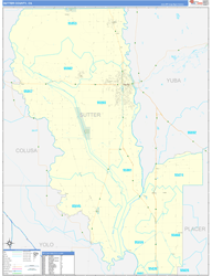 Sutter County, CA Wall Map Zip Code Basic Style 2024