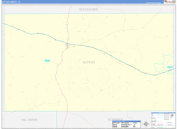 Sutton County, TX Wall Map Zip Code Basic Style 2024