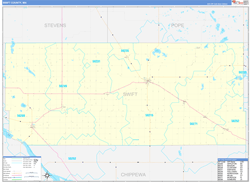 Swift County, MN Wall Map Zip Code Basic Style 2024