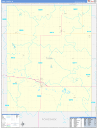 Tama County, IA Wall Map Zip Code Basic Style 2024