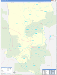 Taos County, NM Wall Map Zip Code Basic Style 2024