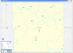 Taylor County, IA Wall Map Zip Code Basic Style 2024