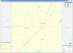 Terry County, TX Wall Map Zip Code Basic Style 2024