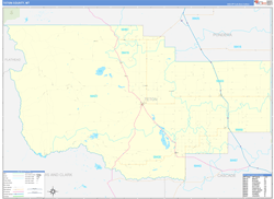 Teton County, MT Wall Map Zip Code Basic Style 2023