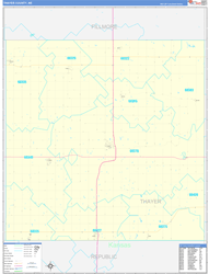 Thayer County, NE Wall Map Zip Code Basic Style 2023