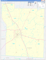 Thomas County, GA Wall Map Zip Code Basic Style 2024