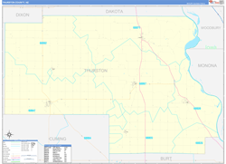 Thurston County, NE Wall Map Zip Code Basic Style 2024