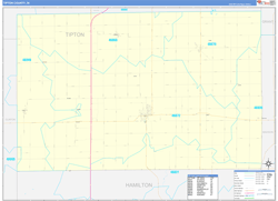 Tipton County, IN Wall Map Zip Code Basic Style 2024