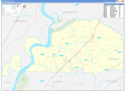 Tipton County, TN Wall Map Zip Code Basic Style 2024
