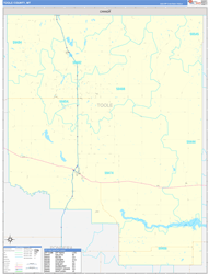 Toole County, MT Wall Map Zip Code Basic Style 2023