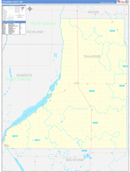 Traverse County, MN Wall Map Zip Code Basic Style 2024