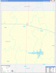 Trego County, KS Wall Map Zip Code Basic Style 2024