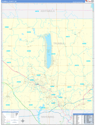 Trumbull County, OH Wall Map Zip Code Basic Style 2024
