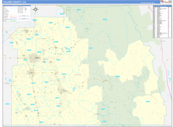 Tulare County, CA Wall Map Zip Code Basic Style 2024