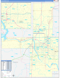 Tulsa County, OK Wall Map Zip Code Basic Style 2024