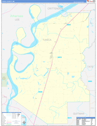 Tunica County, MS Wall Map Zip Code Basic Style 2024