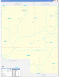 Turner County, SD Wall Map Zip Code Basic Style 2024