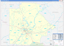 Tuscaloosa County, AL Wall Map Zip Code Basic Style 2024