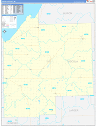 Tuscola County, MI Wall Map Zip Code Basic Style 2024