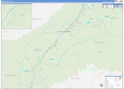 Unicoi County, TN Wall Map Zip Code Basic Style 2024
