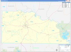 Union County, AR Wall Map Zip Code Basic Style 2024
