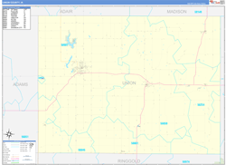 Union County, IA Wall Map Zip Code Basic Style 2024