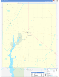 Union County, IN Wall Map Zip Code Basic Style 2024