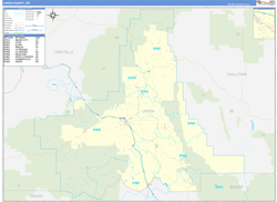 Union County, OR Wall Map Zip Code Basic Style 2024