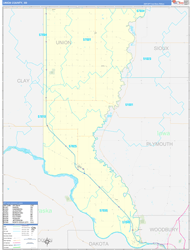 Union County, SD Wall Map Zip Code Basic Style 2024