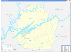 Union County, TN Wall Map Zip Code Basic Style 2024