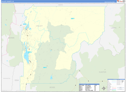 Valley County, ID Wall Map Zip Code Basic Style 2024