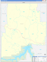 Valley County, MT Wall Map Zip Code Basic Style 2023