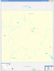 Valley County, NE Wall Map Zip Code Basic Style 2023