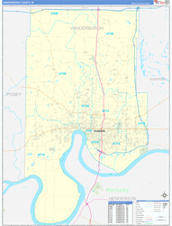 Vanderburgh County, IN Wall Map Zip Code Basic Style 2024