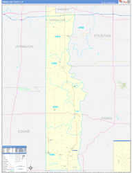 Vermillion County, IN Wall Map Zip Code Basic Style 2024