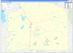VernonParish (County), LA Wall Map Zip Code Basic Style 2023