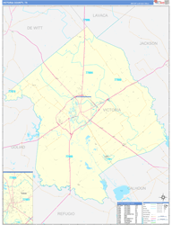 Victoria County, TX Wall Map Zip Code Basic Style 2024