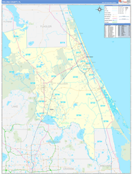 Volusia County, FL Wall Map Zip Code Basic Style 2024
