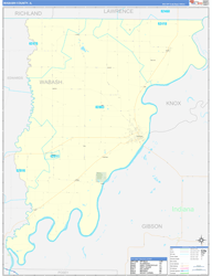 Wabash County, IL Wall Map Zip Code Basic Style 2023