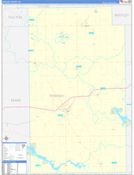 Wabash County, IN Wall Map Zip Code Basic Style 2024