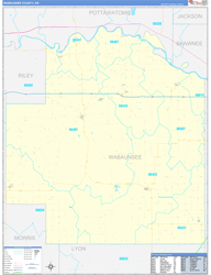 Wabaunsee County, KS Wall Map Zip Code Basic Style 2024