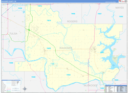 Wagoner County, OK Wall Map Zip Code Basic Style 2024