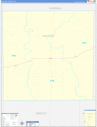 Wallace County, KS Wall Map Zip Code Basic Style 2024