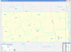 Walsh County, ND Wall Map Zip Code Basic Style 2023